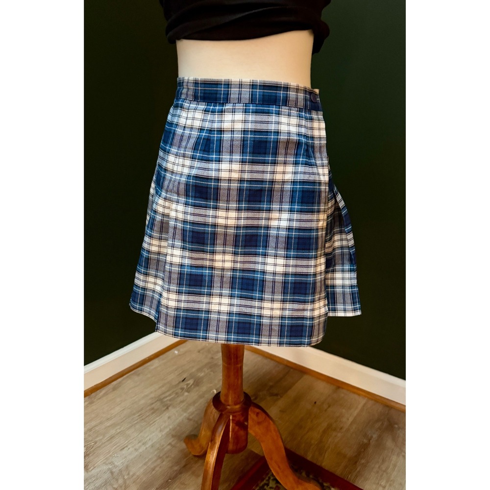 Vintage Dynamic Team Sports Blue and White Plaid Mini Skirt‎